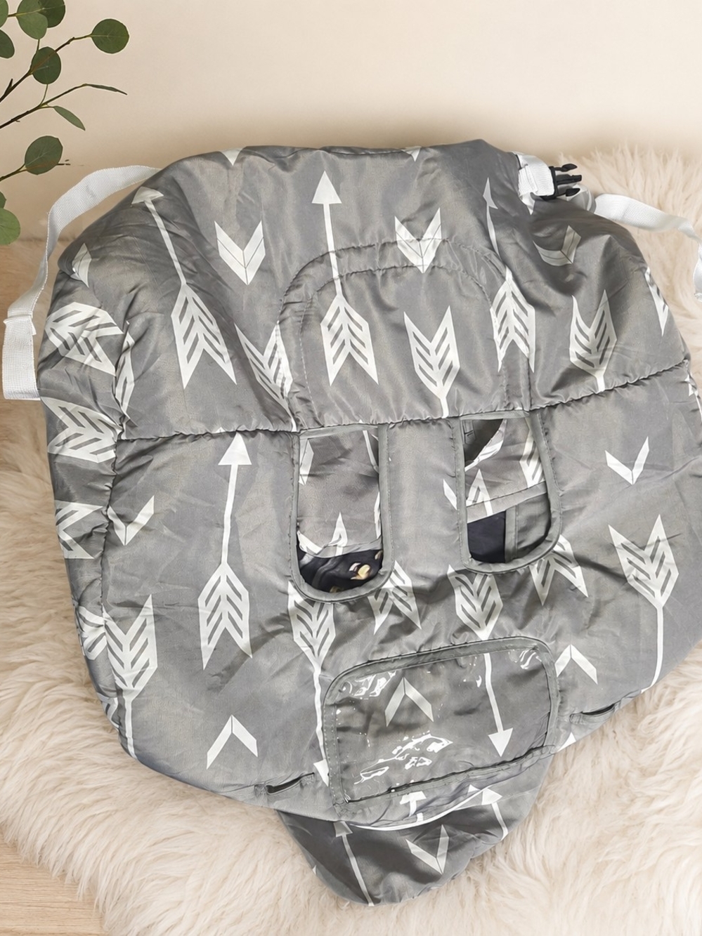 Kids Gray Arrow Print Stroller/Car Seat Cover